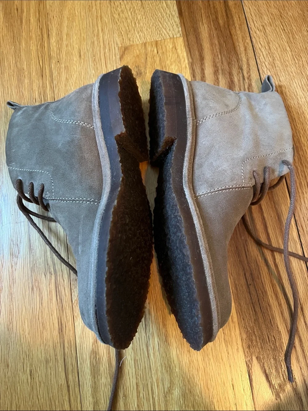 Suede Lace-Up Chukka Boots in Taupe